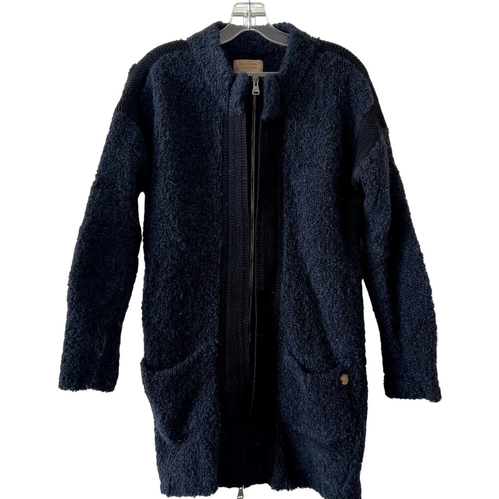 Falconeri Alpaca Wool Zip Jacket Cardigan Sweater size XS Blue - Picture 3 of 8